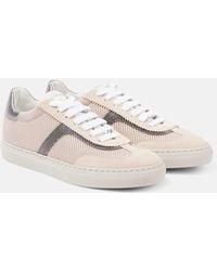 Brunello Cucinelli - Monili Suede And Mesh Sneakers - Lyst
