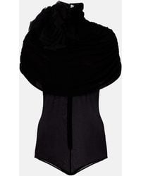 Magda Butrym - Floral-Applique Caped Bodysuit - Lyst