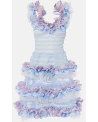 SUSAN FANG - Vestido Midi De Tul Con Volantes - Lyst