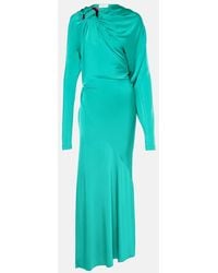Victoria Beckham - Draped Asymmetric Satin Midi Dress - Lyst