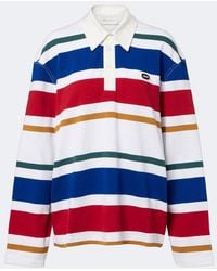 Ami Paris - Striped Oversized Cotton Polo Shirt - Lyst