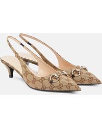 Gucci - Horsebit GG Canvas Slingback Pump - Lyst