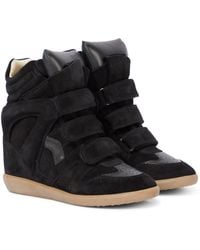 Isabel Marant Bekett Leather And Suede Trainers - Black