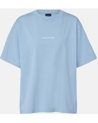 Balenciaga - Logo Embroidered Cotton Jersey T-Shirt - Lyst