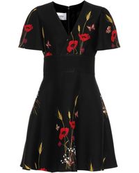 Valentino Floral Silk And Wool Dress - Black