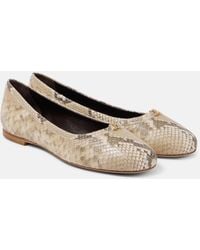 Chloé - Marcie Snake-Effect Leather Ballet Flats - Lyst