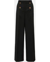 Versace - High-rise Wool-blend Wide-leg Pants - Lyst