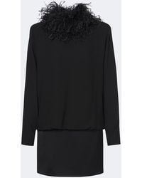Valentino Garavani - Feather-Trimmed Silk Georgette Minidress - Lyst