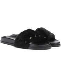 Valentino Mules en vison à clous - Noir
