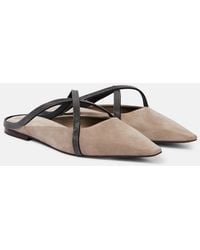 Brunello Cucinelli - Monili Suede Mules - Lyst