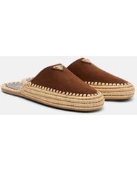 Prada - Suede And Jute Mules - Lyst
