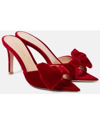 Gianvito Rossi - 85 Bow-Detail Velvet Mules - Lyst