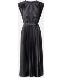 JOSEPH - Volta Belted Plisse Satin Midi Dress - Lyst