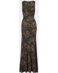 Etro - Printed Ribbed-Knit Maxi Dress - Lyst