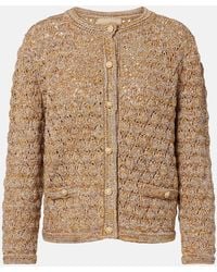 Valentino - Open-Knit Linen-Blend Lame Cardigan - Lyst