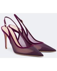 Gianvito Rossi - Suede-Trimmed Organza Slingback Pumps - Lyst