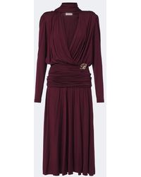 Blumarine - Draped Tie-Neck Jersey Midi Dress - Lyst