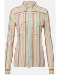Chloé - Camisa En Crespon De Algodon A Rayas - Lyst