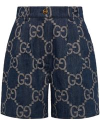 Gucci Short en jean Jumbo GG - Bleu