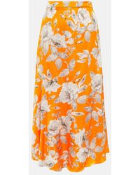 Erdem - Griselda Floral Satin Midi Skirt - Lyst