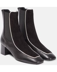 Totême - Velvet-trimmed Leather Ankle Boots - Lyst