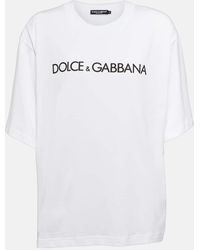 Dolce & Gabbana - Kurzarm-T-Shirt Aus Baumwolle Mit Dolce&Gabbana-Schriftzug - Lyst
