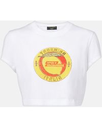 Dolce & Gabbana - Cropped Printed Cotton T-Shirt - Lyst