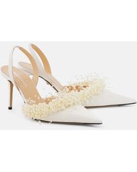 Mach & Mach - Floating Pearl 85 Satin Slingback Pumps - Lyst