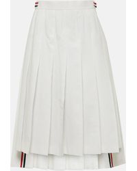 Thom Browne - Rwb Stripe Pleated Cotton Midi Skirt - Lyst