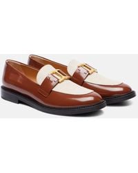 Chloé - Marcie Leather And Canvas Loafers - Lyst