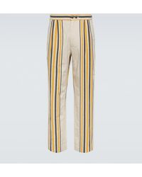Bode - Striped Mid-Rise Cotton Straight Pants - Lyst
