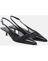 Saint Laurent - Leather Cassandre Wedges Sandal - Lyst
