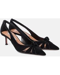 Aquazzura - Premiere 50 Leather-Trimmed Suede Pumps - Lyst