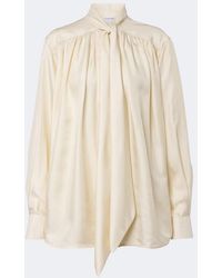 Bottega Veneta - Tie-Neck Silk Twill Blouse - Lyst
