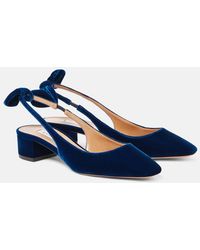 Aquazzura - Very Bow Tie 35 Velvet Slingback Pumps - Lyst