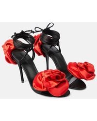 Magda Butrym - Floral-Applique Satin Slingback Sandals - Lyst
