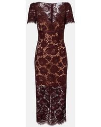 Self-Portrait - Floral Lace Midi Dress - Lyst