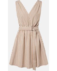 Brunello Cucinelli - Striped Cotton-Blend Minidress - Lyst