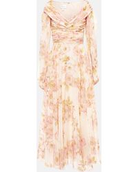 Giambattista Valli Ruched Floral Silk Georgette Gown - Multicolour