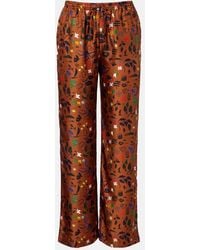 Asceno - Aurelia Printed Silk Twill Wide-Leg Pants - Lyst