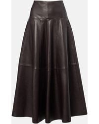 Nour Hammour - Daria Leather Midi Skirt - Lyst
