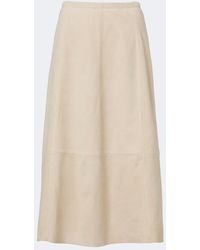 Vince - Suede Midi Skirt - Lyst