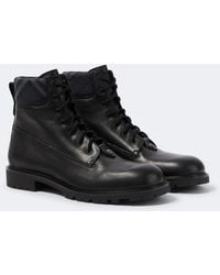 Burberry - Check Leather Ankle Boots - Lyst