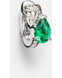 Repossi - Serti Sur Vide 18Kt Single Earring With Diamonds And Emerald - Lyst