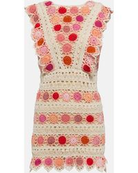 Anna Kosturova - Bouquet Floral Cotton Crochet Minidress - Lyst