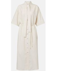 Lemaire - Tie-Neck Cotton And Silk Shirt Dress - Lyst