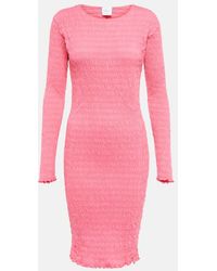 Patou - Smocked Cotton-Jersey Mini Dress - Lyst