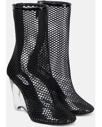 Alaïa - La Cage Mesh And Pu Wedge Ankle Boots - Lyst