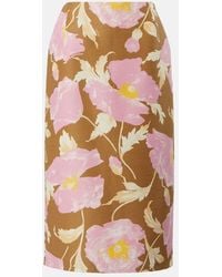 La DoubleJ - Floral Wool-Blend Cady Pencil Skirt - Lyst
