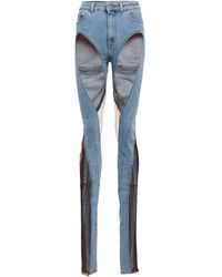 Mugler Skinny Jeans aus Denim und Tuell - Blau